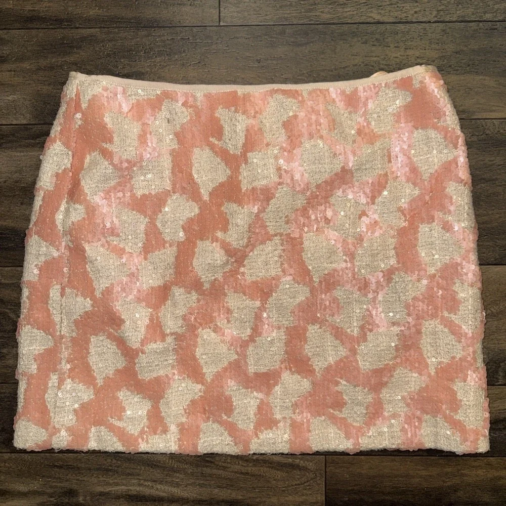 Banana Republic Sequin-Embellished Mini Skirt Women's Size 8 Pink & Beige